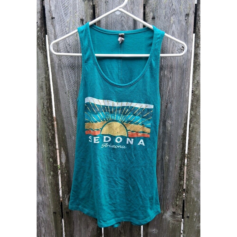 Sedona Arizona Tank Top Women Small Blue Green Graphic Vacation Tourist Sun